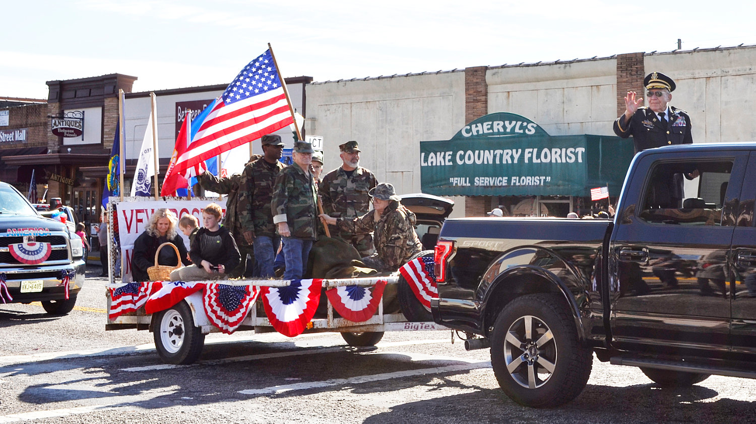 VFW Post 7523, led by Commander Denver Tate, won first place in float entries at the Mineola Veterans Day Parade.